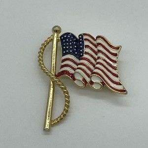 American Flag Pin Vintage Brooch Enamel 002